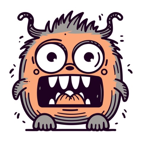 Funny cartoon monster. Vector illustration isolated on a white b