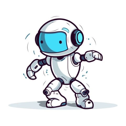 Cartoon Vector Illustration of Cute Robot Character or Artificia