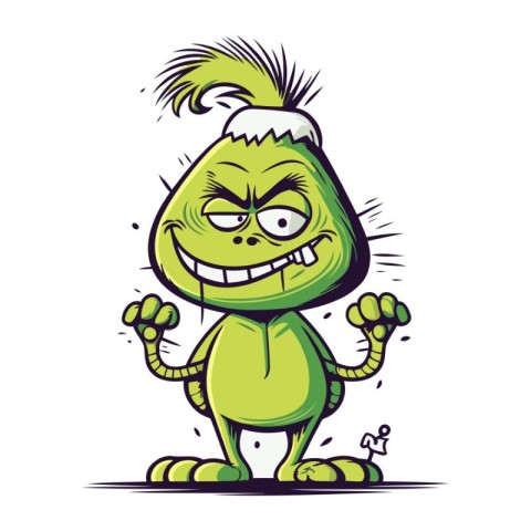 Cartoon green monster. Vector illustration isolated on a white b