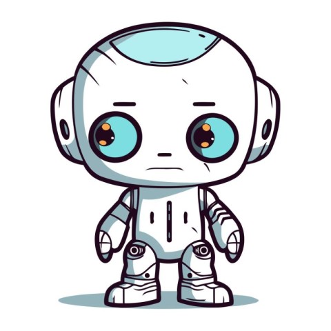 Cute cartoon robot. Vector illustration isolated on a white back