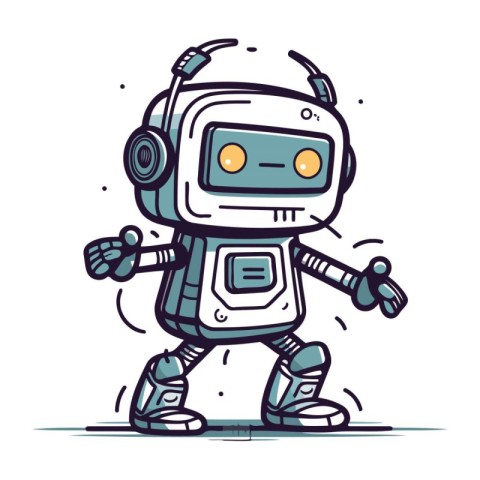 Cartoon robot character. Vector illustration of a cute robot cha