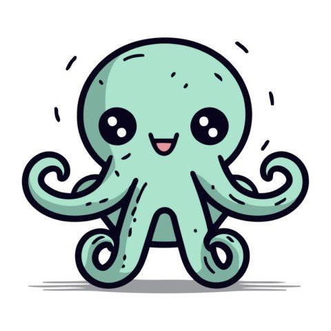 Cute cartoon octopus character. Vector illustration isolated on