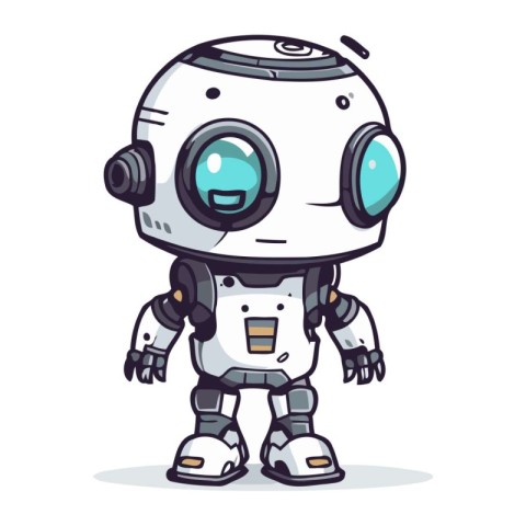 Cute robot cartoon. Vector illustration of a little robot charac