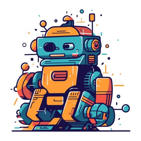 Retro robot. Vector illustration in cartoon style. Robot icon.