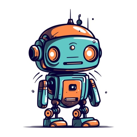 Retro robot. Vector illustration of a robot on white background.