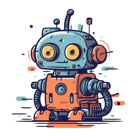 Cartoon robot. Vector illustration of a robot on white backgroun