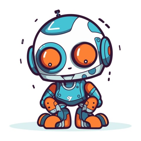 Cute robot. Vector illustration. Cartoon style. Hand drawn.