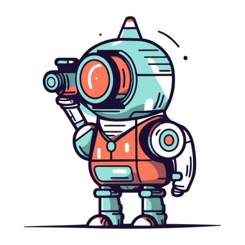 Cartoon robot. Vector illustration of a cute robot with a camera