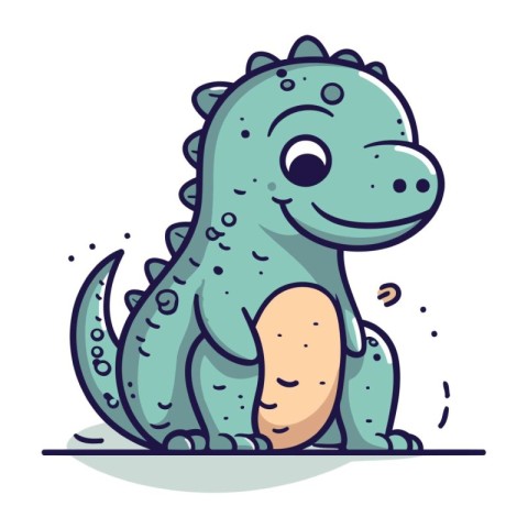 Cute cartoon dinosaur. Vector illustration isolated on a white b