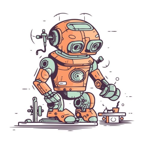 Vector illustration of cute robot. Cartoon character. Cute robot