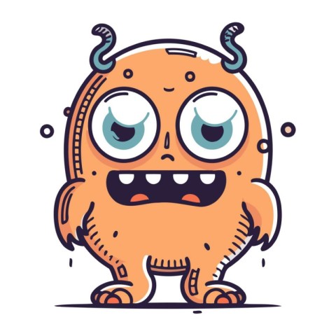 Funny cartoon monster. Vector illustration. Cute monster charact