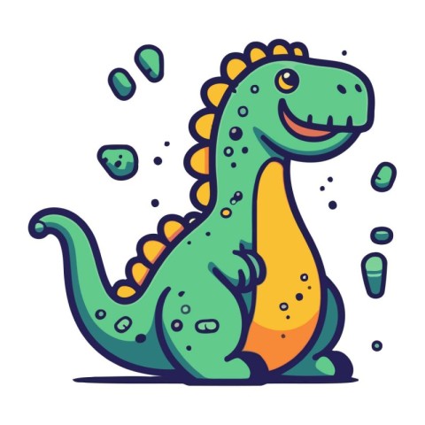 Cartoon dinosaur. Vector illustration. Cute cartoon dino.