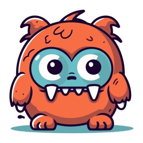 Angry cartoon monster. Vector illustration. Isolated on white ba