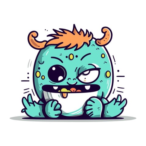 Cute monster character. Vector illustration. Cartoon style. Hall