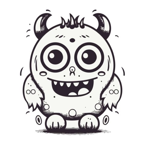 funny cartoon monster with horns. vector illustration on a white