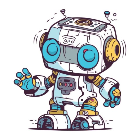 Cartoon robot. Vector illustration of a cute robot. Cartoon robo