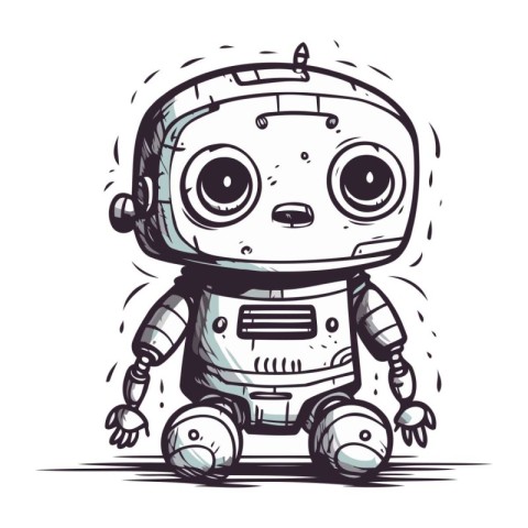 Cute cartoon robot. Vector illustration isolated on a white back