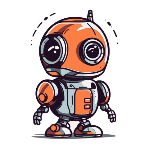 Cute cartoon robot. Vector illustration isolated on a white back