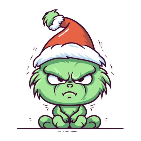 Zombie in Santa Claus hat. Vector illustration. Cartoon characte