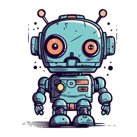 Cute cartoon robot. Vector illustration of a funny robot. Cartoo