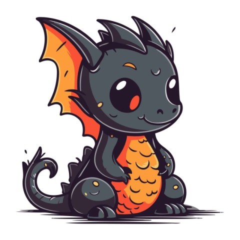 Cute cartoon dragon. Vector illustration. Isolated on white back