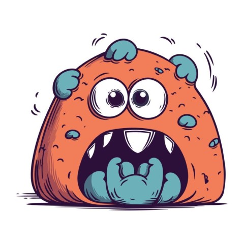 Funny cartoon monster. Vector illustration of a monster with emo