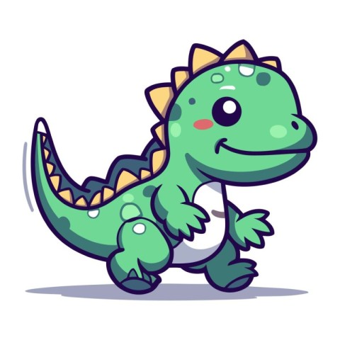 Cute Dinosaur Cartoon Mascot Character. Vector Illustration.