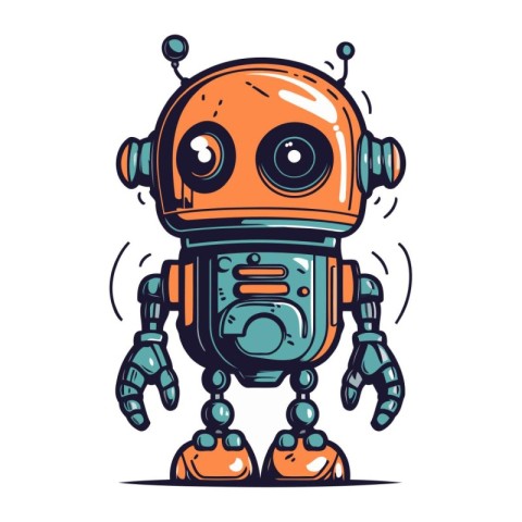 Cute cartoon robot. Vector illustration of a robot. Cute robot.