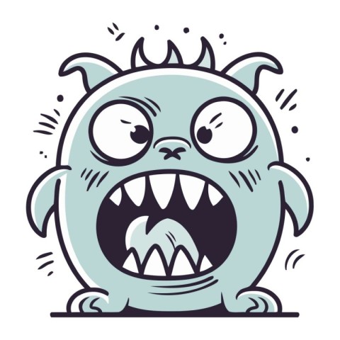 Angry cartoon monster. Vector illustration isolated on a white b