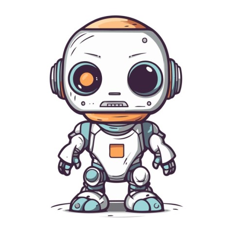 Cute robot cartoon. Vector illustration. Isolated on white backg