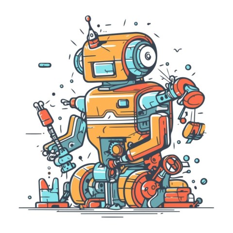 Robot. Vector illustration of a cute robot. Cute robot.