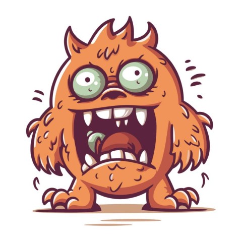 Angry cartoon monster. Vector illustration. Isolated on white ba