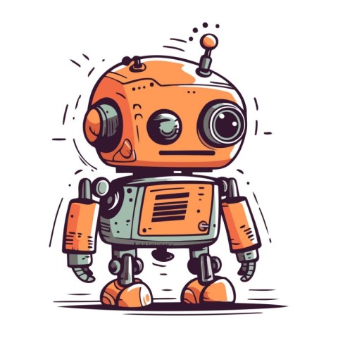 Cute cartoon robot. Vector illustration isolated on a white back