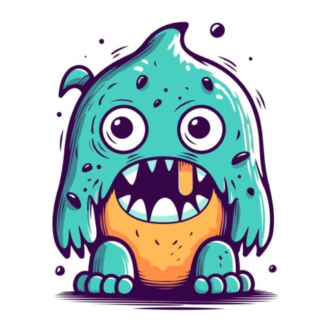 Funny cartoon monster. Vector illustration isolated on a white b