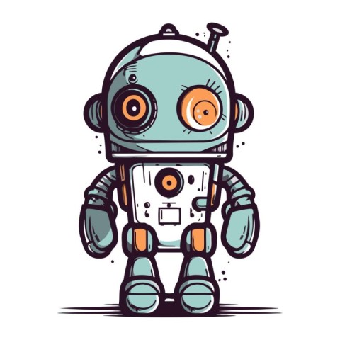 Cute cartoon robot. Vector illustration isolated on a white back