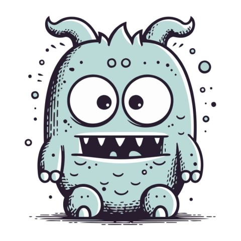 Funny cartoon monster. Vector illustration. Isolated on white ba