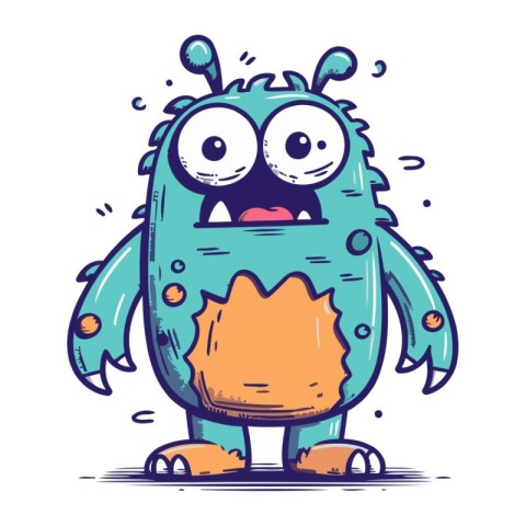 Funny cartoon monster. Vector illustration isolated on a white b