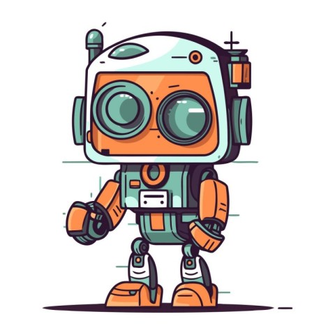 Cartoon robot. Cute vector illustration of a little robot.