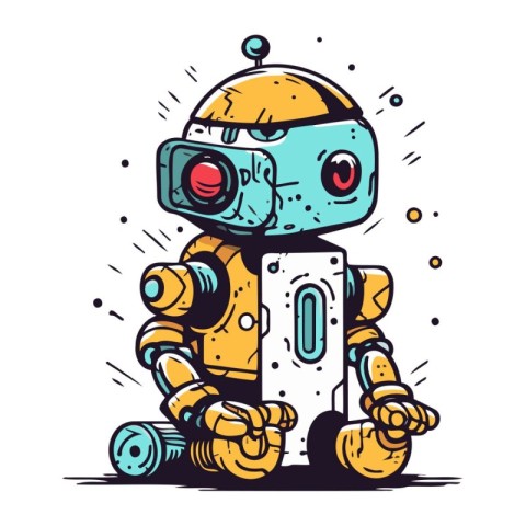 Robot with a camera. Vector illustration of a cartoon robot.