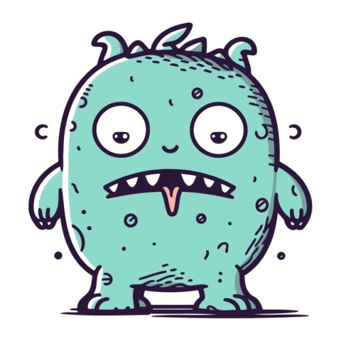 Funny cartoon monster. Vector illustration of cute monster. Funn