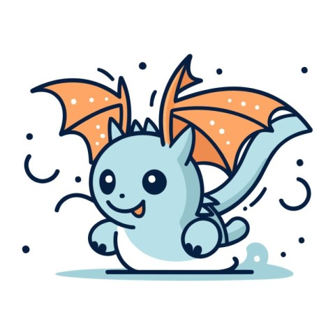 Cute cartoon dragon. Vector illustration of a cute little dragon