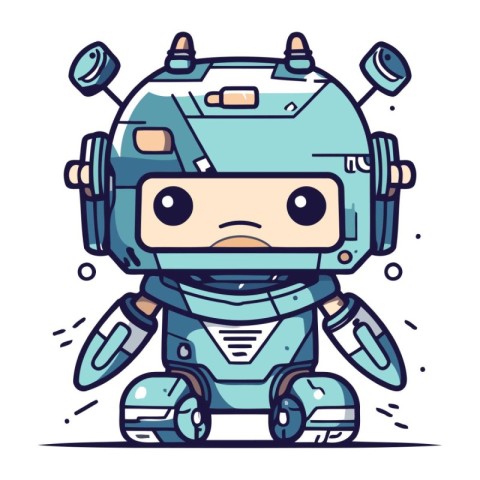 Cute little robot. Vector illustration in a flat cartoon style.