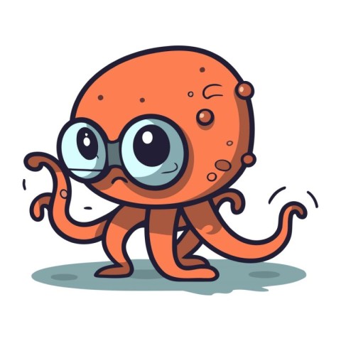 Cute cartoon octopus character. Vector illustration isolated on