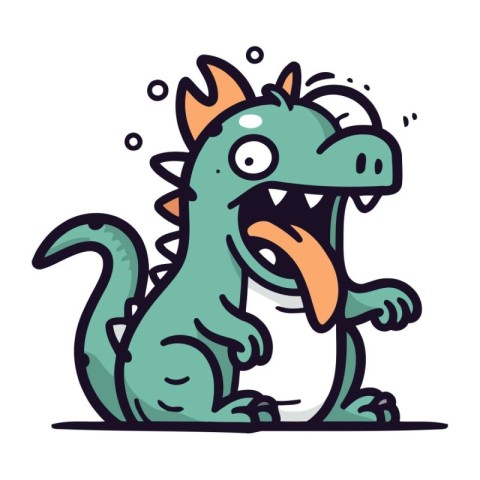 Funny cartoon dinosaur character. Vector illustration of a funny