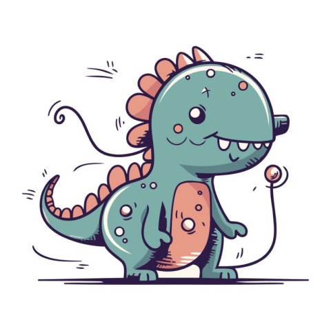 Cute cartoon dinosaur. Vector illustration. Isolated on white ba