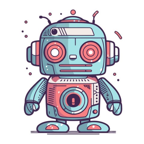 Cute cartoon robot with camera. Vector illustration in a flat st