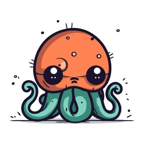 Cute cartoon octopus. Vector illustration. Isolated on white bac