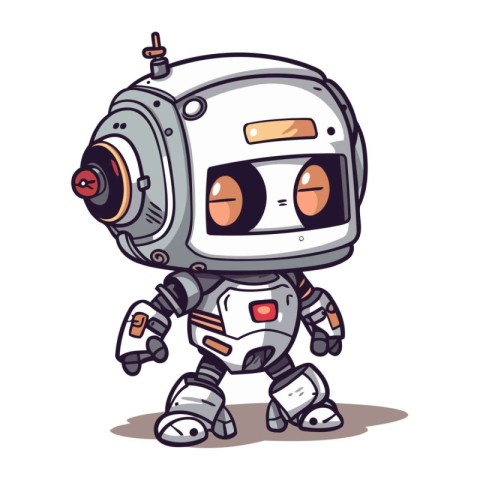 Cartoon robot character. Vector illustration isolated on a white