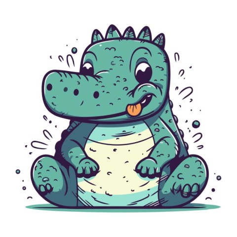 Cute cartoon crocodile. Vector illustration isolated on white ba