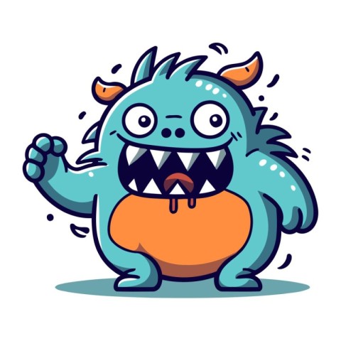 Angry monster. Cartoon vector illustration. Isolated on white ba